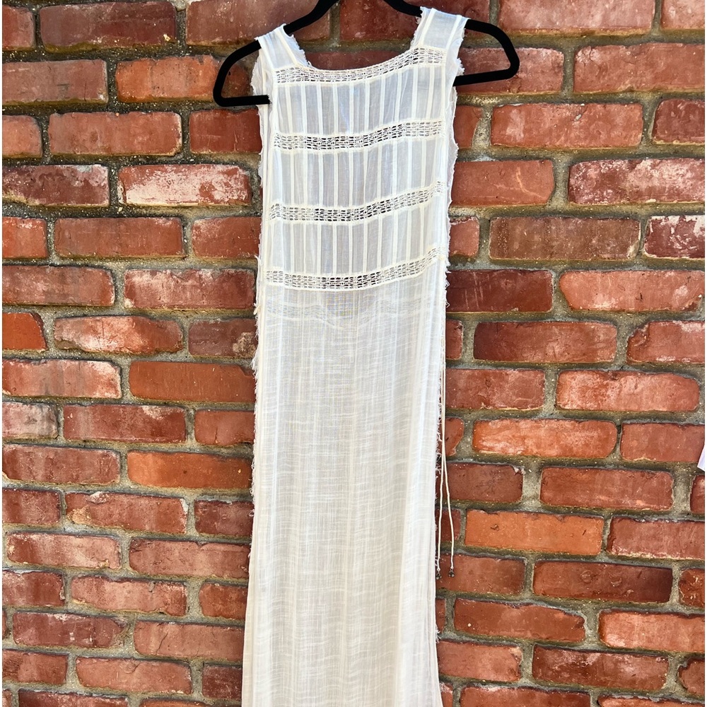 Boho White Lace Trim Open Side Sleeveless Tunic Cover Up Vest - Picture 7 of 9